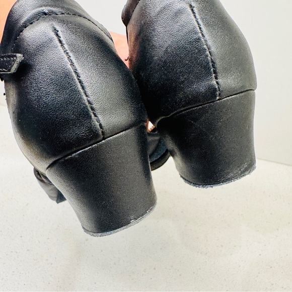 Comfort Dance Shoes The Strappy Black Leather Strappy Block Heel Salsa Sz 5.5 - Picture 11 of 14